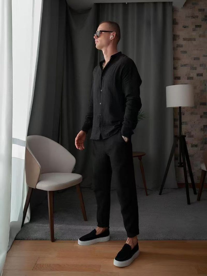 Men's Clothing European And American New Men's Casual Sports Long Sleeved Trousers Two Piece Suit Light Mature Simple Beach Men's Suit_voghion.com