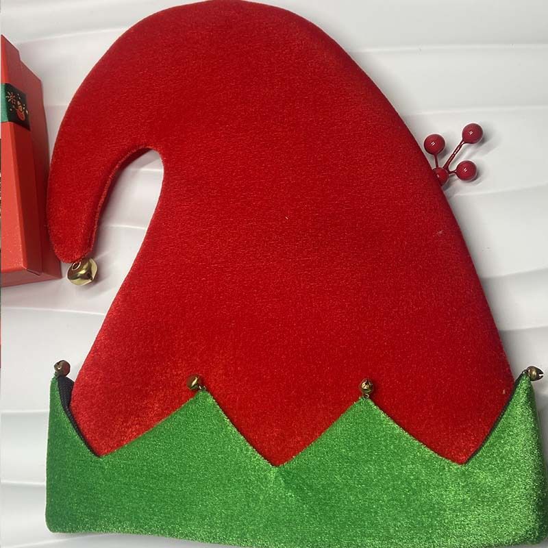 Elf hat Christmas bell curved Santa hat Thickened Santa hat pet hat_voghion.com