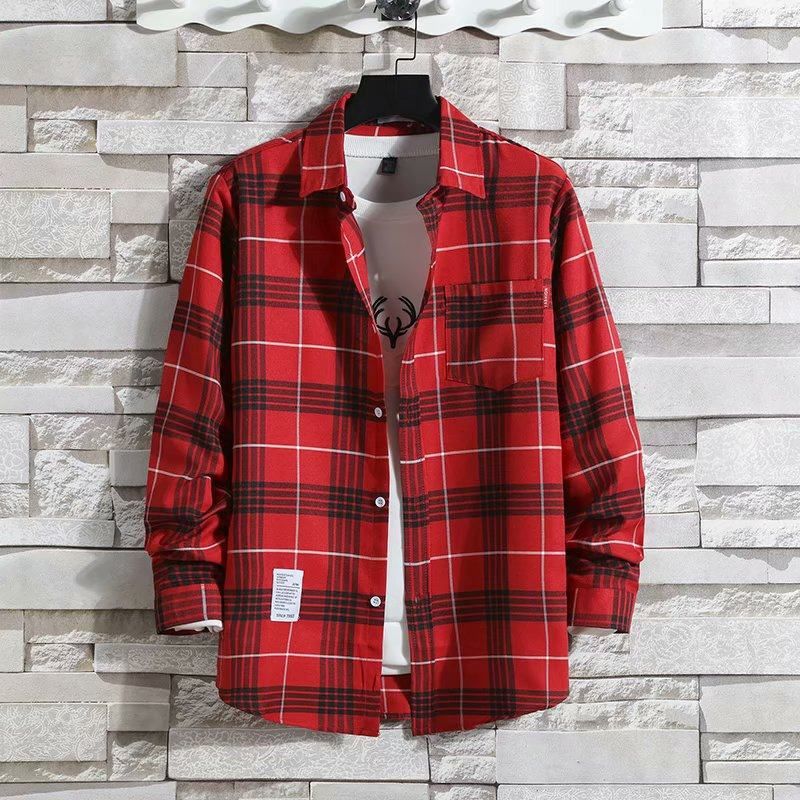 Vêtements pour hommes Chemise à carreaux Chemise d'automne à manches longues pour hommes Veste Vêtements d'été pour hommes Chemise décontractée slim tendance_voghion.com