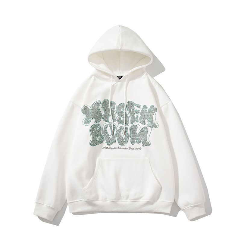 Neue Paar Hoodie mit Plüsch Brief Top Frühling und Herbst Mode Marke Unisex Ins Hot Diamond Kapuzenpullover_voghion.com