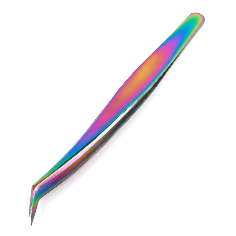 Tweezer Nail Eyelah Art Stainle Steel Eyelah Extenion Clip Applicator Rainbow Colored Rhinetone EyeLahe_voghion.com