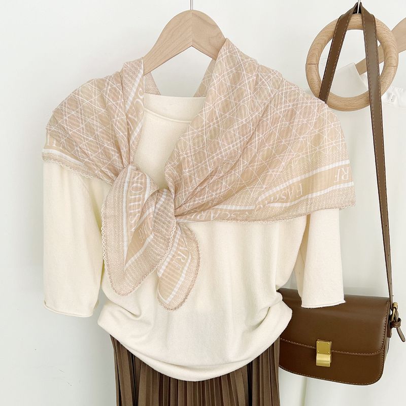 2024 summer new diamond patterned work commuting shirts, decorative scarves for neck protection, windproof outer layer,_voghion.com
