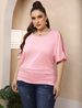 Top Large Women's Rugged Irregular Bat Sleeve Off Shoulder Casual T-shirt F2945_voghion.com