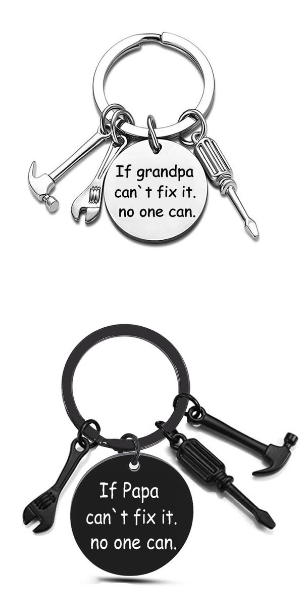 Sleutelhanger voor Vaderdag: Als papa hem niet kan repareren, roestvrijstalen hamer, schroevendraaier en moersleutel. Gereedschap voor papa._voghion.com