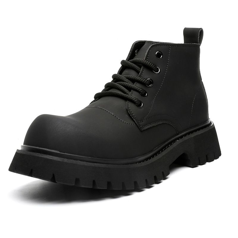 Retro Martin Stiefel Dickbesohlte Erhöhung Werkzeugstiefel Lässige Herrenstiefel_voghion.com