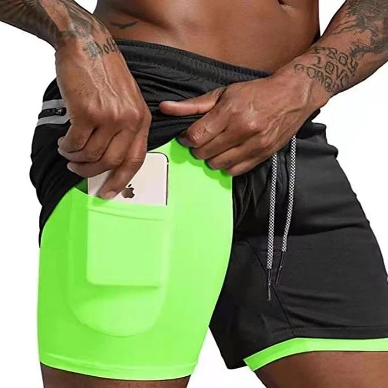 Turnhallen Fitness Shorts Männer Sommer Sportswear 2 In 1 Doppel-deck Kompression Shorts Männer Sport Trainingsanzüge Track Jogger Kurze Hosen_voghion.com