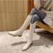 White Pointed Toe V-Cut Western Cowboy Over-the-Knee Long Fleece-Lined Slimming High Tube Retro Knight Boots_voghion.com