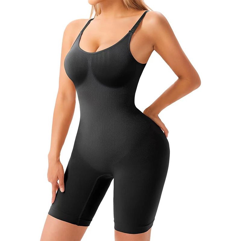 Neuer Onesie in Übergröße, nahtlos, körperbetonte Shapewear, Damenkorsett, flache Beine, postpartale Neckholder-Bodywear_voghion.com