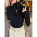 Maglietta a collo alto da donna, base nera spessa per autunno e inverno, vestibilità slim, calda, nuovo stile 2024, intimo top,_voghion.com