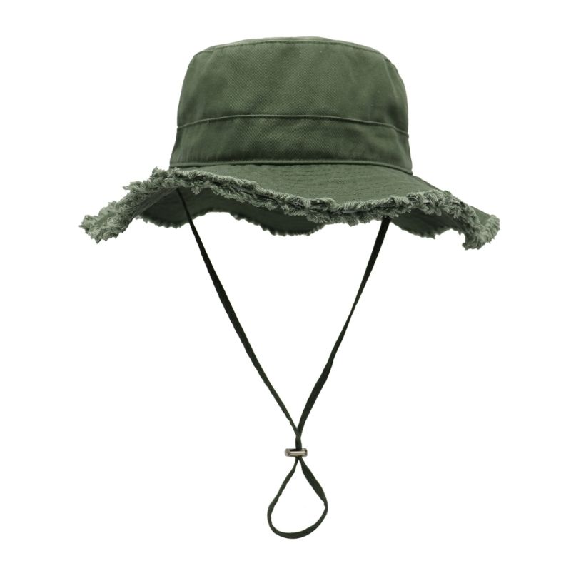 Chapeau seau tendance pour l'extérieur, plusieurs couleurs au choix, design effiloché, résistant au soleil, pêcheur pour adulte_voghion.com