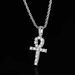 Collares de cadena Hip hop sólido pequeño Anka Cruz colgante Microinset circón Ankh Key hiphop collar de hombre_voghion.com