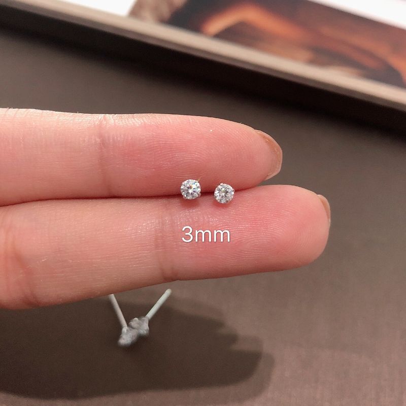 Frische, einfache, vielseitige weiße Strass-Silbernadel-Mini-Nude-Diamant-Ohrringe für Männer und Frauen mit Zirkon-Ohrknochen_voghion.com