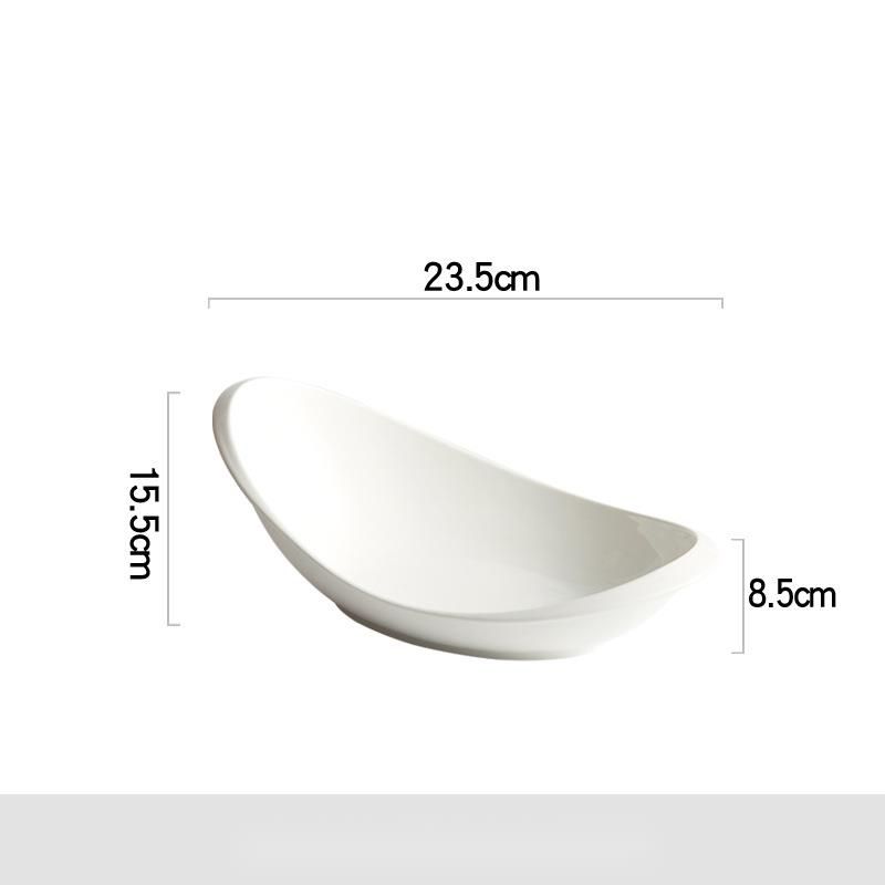 2022 Neuer weißer unregelmäßiger ovaler High-End-Teller für den Heimgebrauch, kreativer Speiseteller für Hotelrestaurantgeschirr_voghion.com