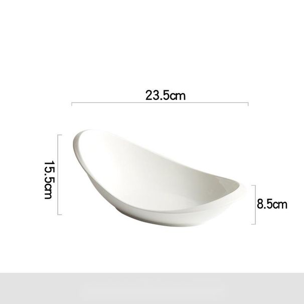 2022 Neuer weißer unregelmäßiger ovaler High-End-Teller für den Heimgebrauch, kreativer Speiseteller für Hotelrestaurantgeschirr_voghion.com
