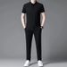 2025 Feel Running Sports Suit For Men Summer Thin Ice Silk Turn-down Collar T-shirt Men's Casual Set_voghion.com