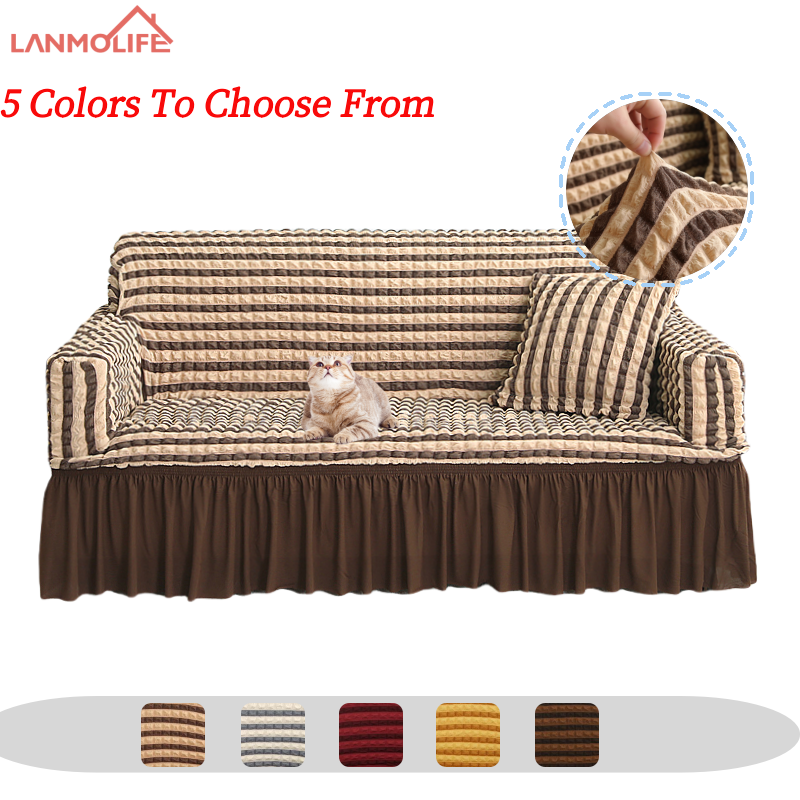 LANMOLIFESuperStretchBubbleCheckSofaCoverSofaCoverWithSkirtWashableFurnitureCoversForLivingRoomSofaDecoration_voghion.com