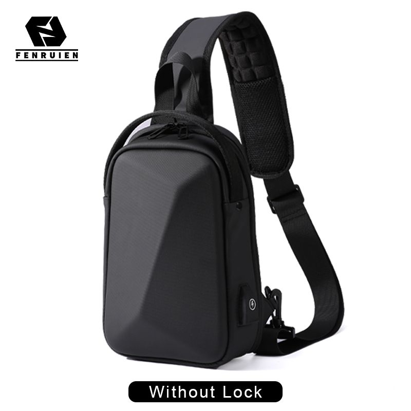 Fenruien Men's Bag Shoulder Bag Multifunction Anti-theft Waterproof Male Crossbody Bag Casual Short Trip Chest Pack USB Charging_voghion.com