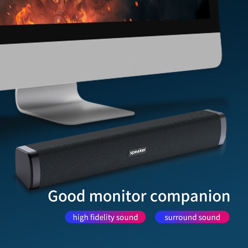 E-1406 Computer Small Audio Notebook Desktop Wired Strip Small Speaker Desktop Computer Luminous Speaker_voghion.com