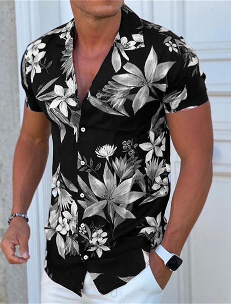 Herrenhemd Button Sommer Blumenhemden für Männer Straße 3D-Druck Plus Size Hawaiian Beach Atmungsaktiv Kurzarm_voghion.com