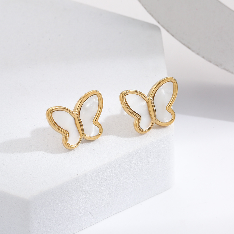 2023 Frühjahr/Sommer Neue Nischendesign frische Feenohrringe natürliche weiße Fritillaria dreidimensionale Schmetterlingsohrringe_voghion.com