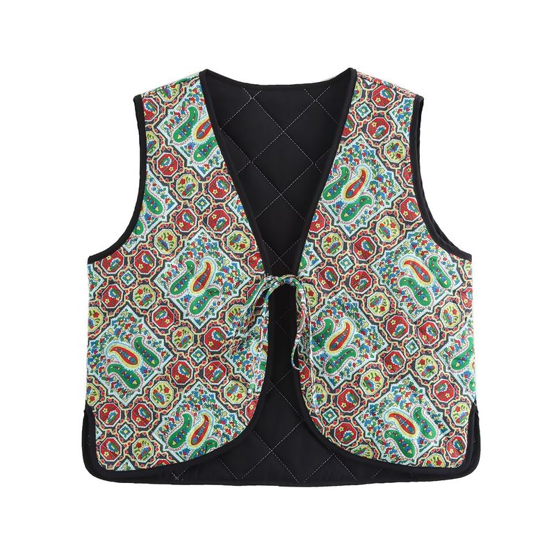 Vêtements pour femmes automne 2024 nouvelle mode de rue gilet en coton imprimé personnalisé_voghion.com