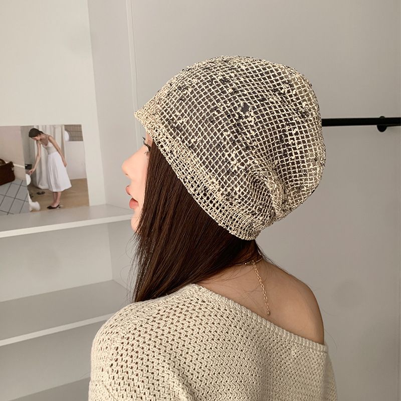 Slouchy Knitted For Women Spring Summer Simple Versatile Face Slimming Turban Hollow Breathable Cool Hat_voghion.com