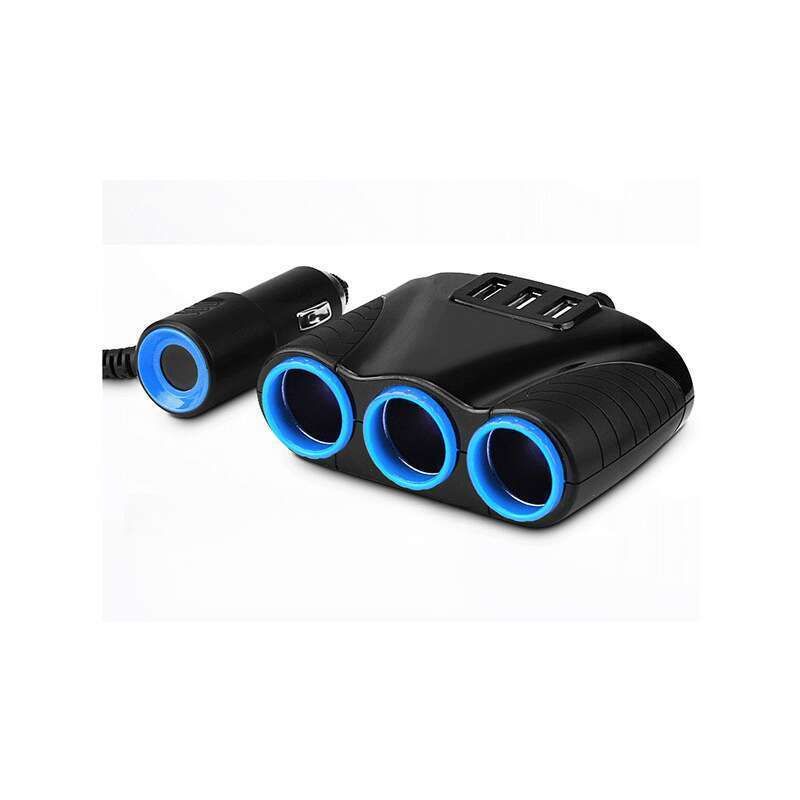 Auto Drie USB-oplader Eén naar Twee 120W Auto Sigarettenaansteker_voghion.com