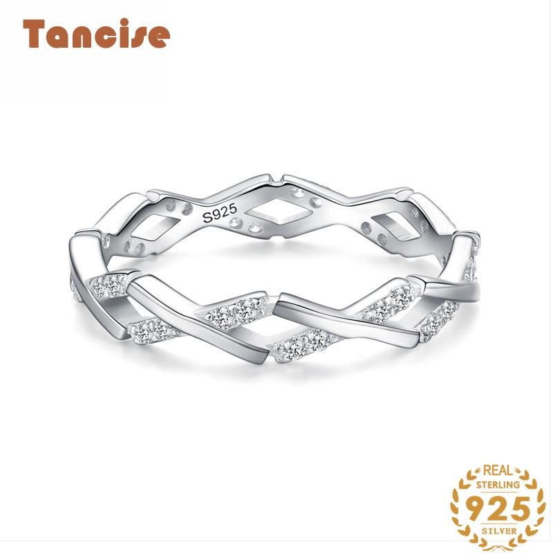 Tancise Anello in argento con zirconi classici Gioielli da donna Promessa di nozze Regalo per feste_voghion.com