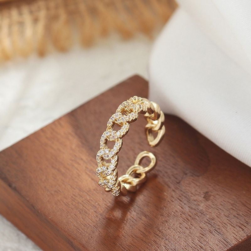 Anello da donna versatile con croce intarsiata in zircone, in stile giapponese e coreano, dal design di nicchia, geometrico, regolabile._voghion.com