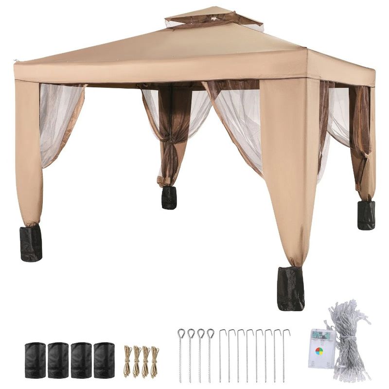 Lawn Space Canopy Outdoor Gazebo 4 With Large Canopy And Portable Garden Party Shelter Backyard S For Patio 10'x10' Tent Shade_voghion.com