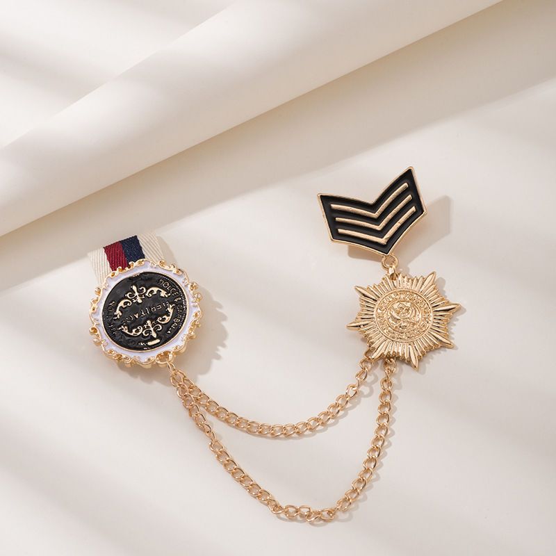 【 1258 People Praised 】 Creative New Metal Drip Oil Shield Double-layer Chain Brooch, Clothing Accessories_voghion.com