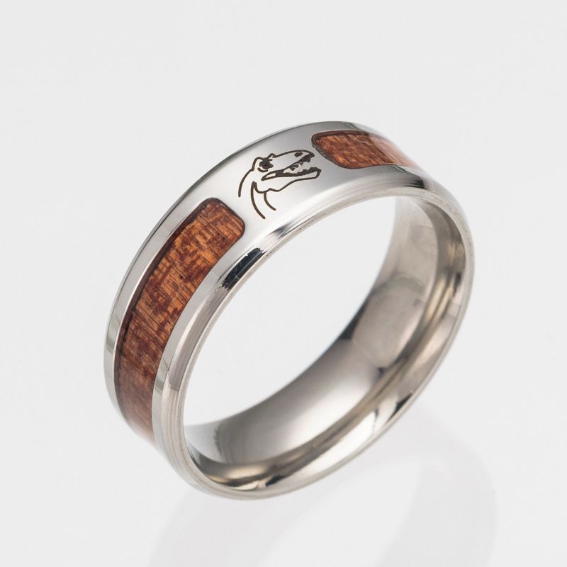 Men's jewelry Acacia wood half ring with wood grain_voghion.com