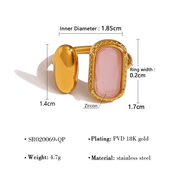 Retro Eenvoudige Geometrische Zirkoon Ring Mode Niche Ontwerp Creatieve Franse Roze Zirkoon Set_voghion.com