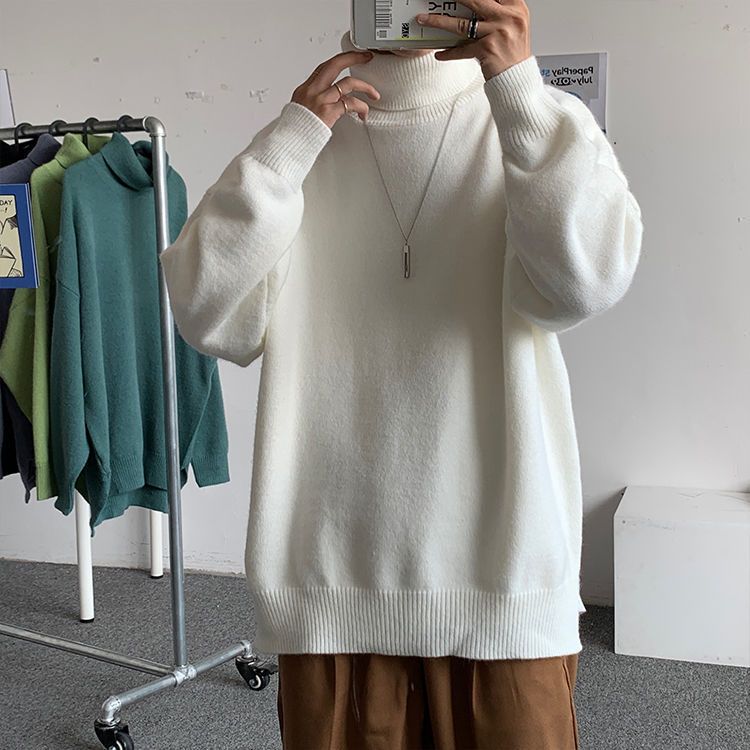British Minimalist Trendy Brand Autumn Solid Color Men's Turtleneck Sweater Couple Style Ins Unisex Versatile Top 1_voghion.com