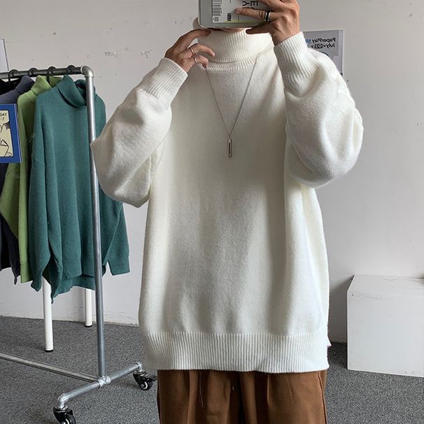 British Minimalist Trendy Brand Autumn Solid Color Men's Turtleneck Sweater Couple Style Ins Unisex Versatile Top 1_voghion.com