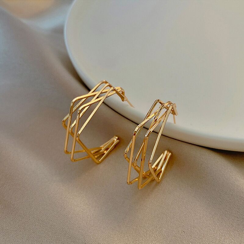 Gold VENUS Sier Color Geometry Earrings For Women Girl Simplicity Multi-Storey Fashion Jewelry Birthday Gi_voghion.com