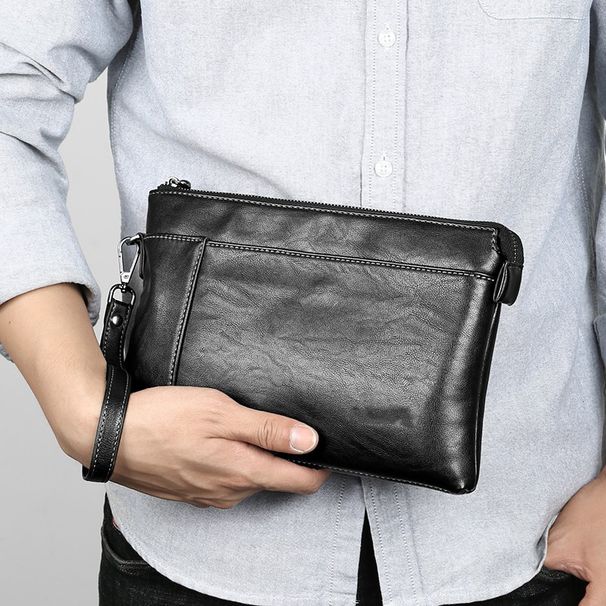Muška torba za zglob, torba za mobitel s teksturom kože, ležerna torba velikog kapaciteta, modna torba s kopčom, trendi_voghion.com