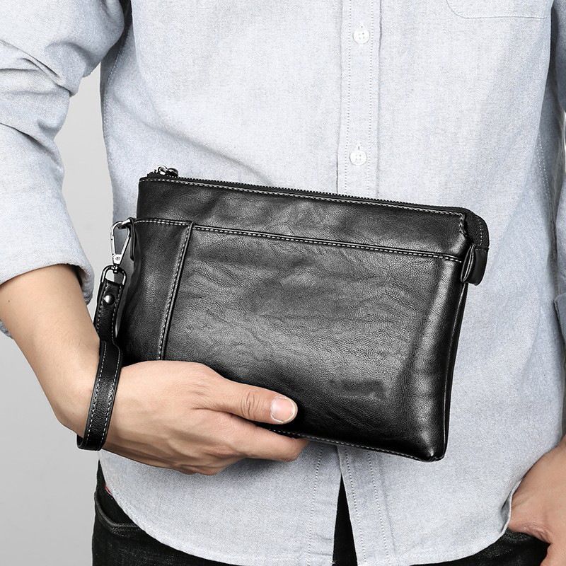 Men's ClutchBag Wrist Bag Leather Texture Mobile Phone Bag Casual Large Capacity Hand Bag Envelope Bag Fashion Clip Bag Trend_voghion.com