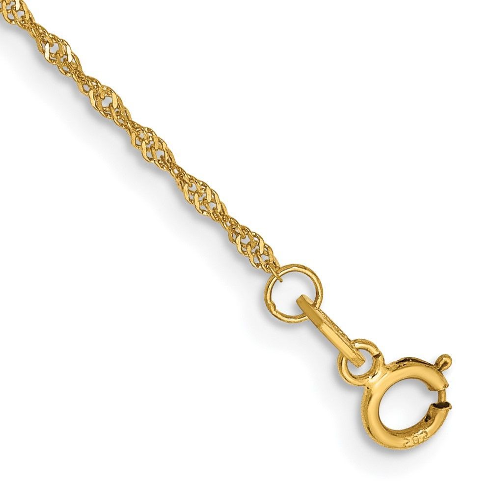14K 10 Inch 1.10mm Singapore With Spring Ring Clasp Anklet_voghion.com