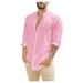 Men's Clothing Loose Linen Cardigan Solid Color Casual Stand Collar Long Sleeve Shirt_voghion.com