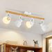 Glitzerlife Deckenstrahler 4 Flammig Weiß - Deckenlampe Schwenkbar 350° MAX.25W E14 Fassung Industrial Holzmaserung Spotbalken Für Wohnzimmer Schlafzimmer Büro_voghion.com