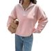 Lässiger Langarm-Pullover mit Reißverschluss für Damen – Weicher, atmungsaktiver Pullover mit Stehkragen, Polyester-Viskose-Mischgewebe, leicht und knitterfrei_voghion.com