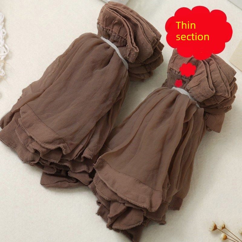 Short Women's High Elastic Flesh Color Transparent Abrasion Resistant Stockings_voghion.com