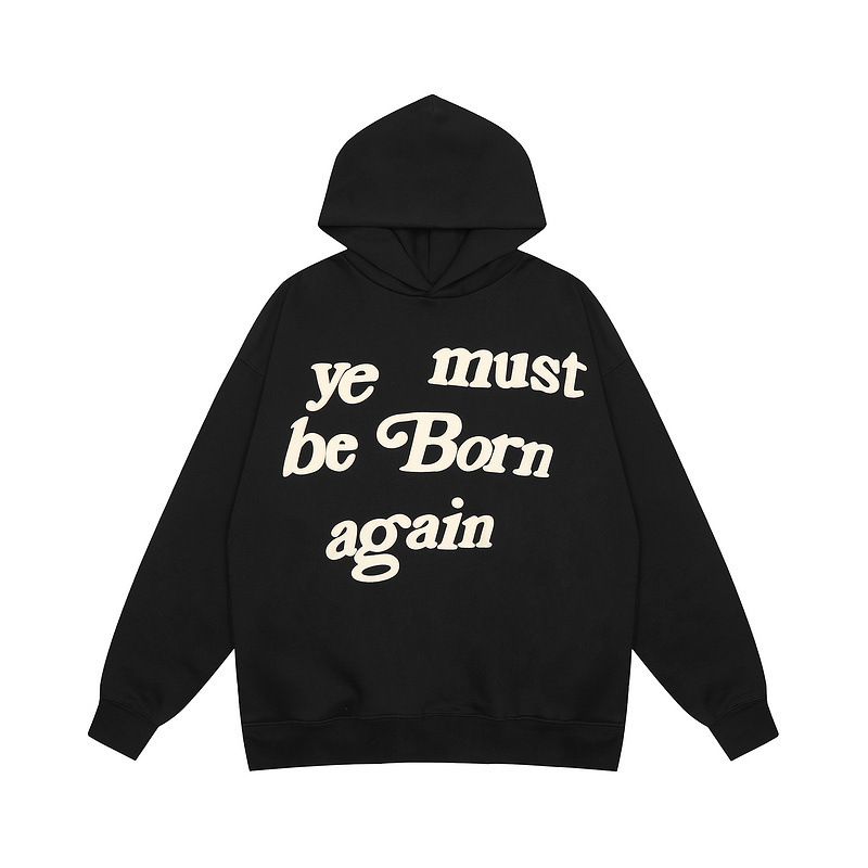 CPFM Rebirth KANYE Same Style Ye Must Be Born Again Foam Print Letter Fleece-Lined Hoodie_voghion.com