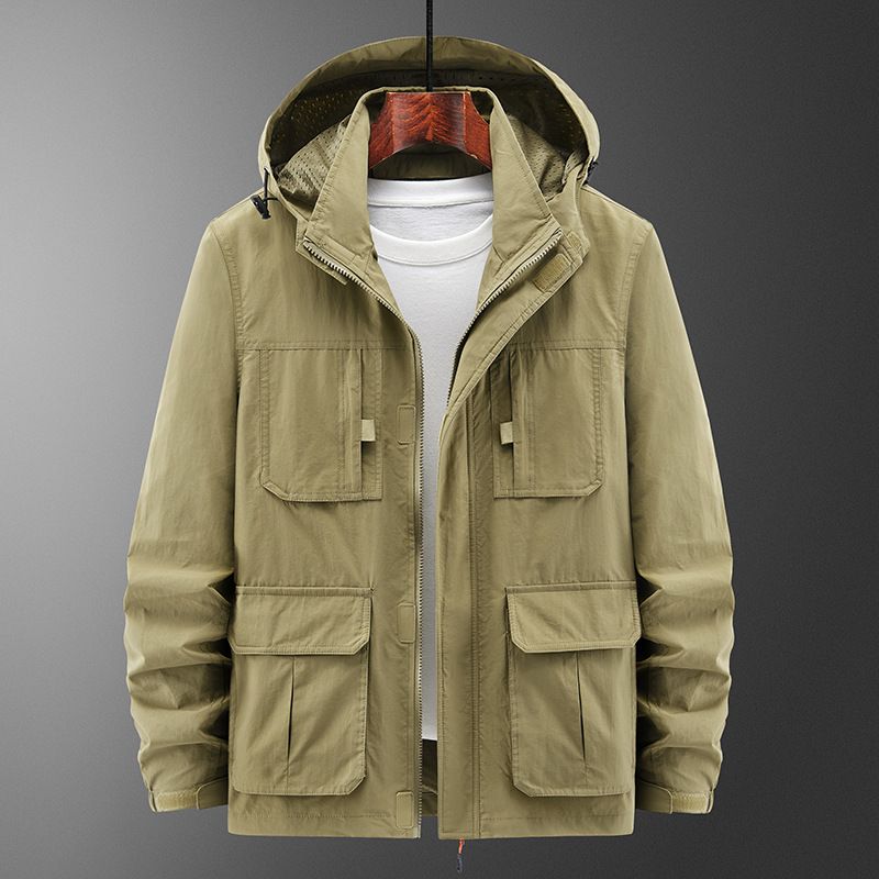CT Spring And Autumn Casual Stand Collar Loose Jacket Multiple Pockets For Middle-aged Men With Detachable Hood Outdoor_voghion.com