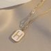Titanium Steel H-Letter White Shell Necklace Ins Versatile High Grade Feeling Square Plate Spliced Collar Chain_voghion.com