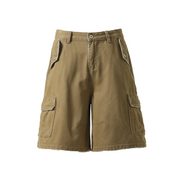 Herrenbekleidung Sommer Neue Arbeitskleidung mit weitem Bein Lässige Shorts Herren Lose Kurzhose Gerade Lange Hose_voghion.com