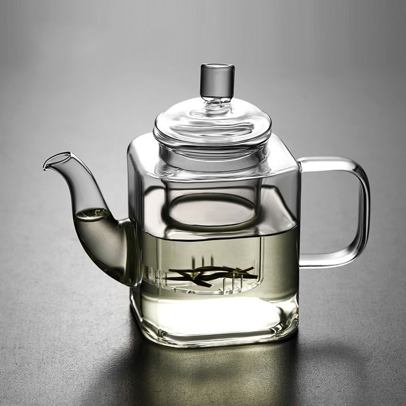 Glass Thickened Heat-Resistant Square Household Teapot Office Brewing Special Tea-Water Separation Kung Fu Tea Set_voghion.com