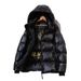 Cappotto in piuma d'oca Premium nero e oro - Parka lungo unisex con cappuccio staccabile (96% piuma d'oca bianca, 5 taglie)_voghion.com