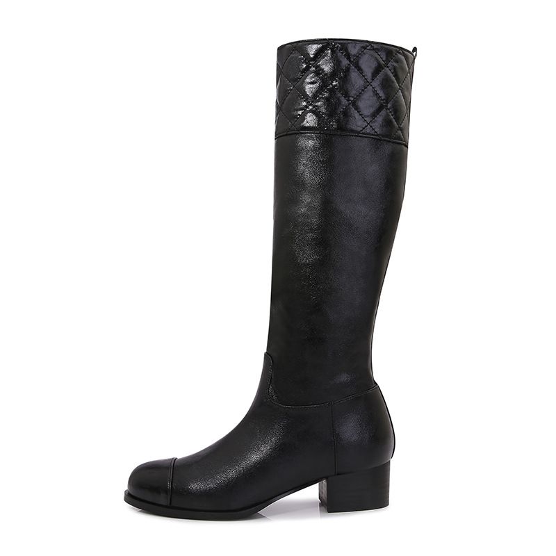 Autumn And Winter New Xiaoxiangfeng Knight Boots Thick Heel High Boots Thin Color Matching Women's Boots_voghion.com
